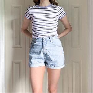 Purple and white striped t shirt